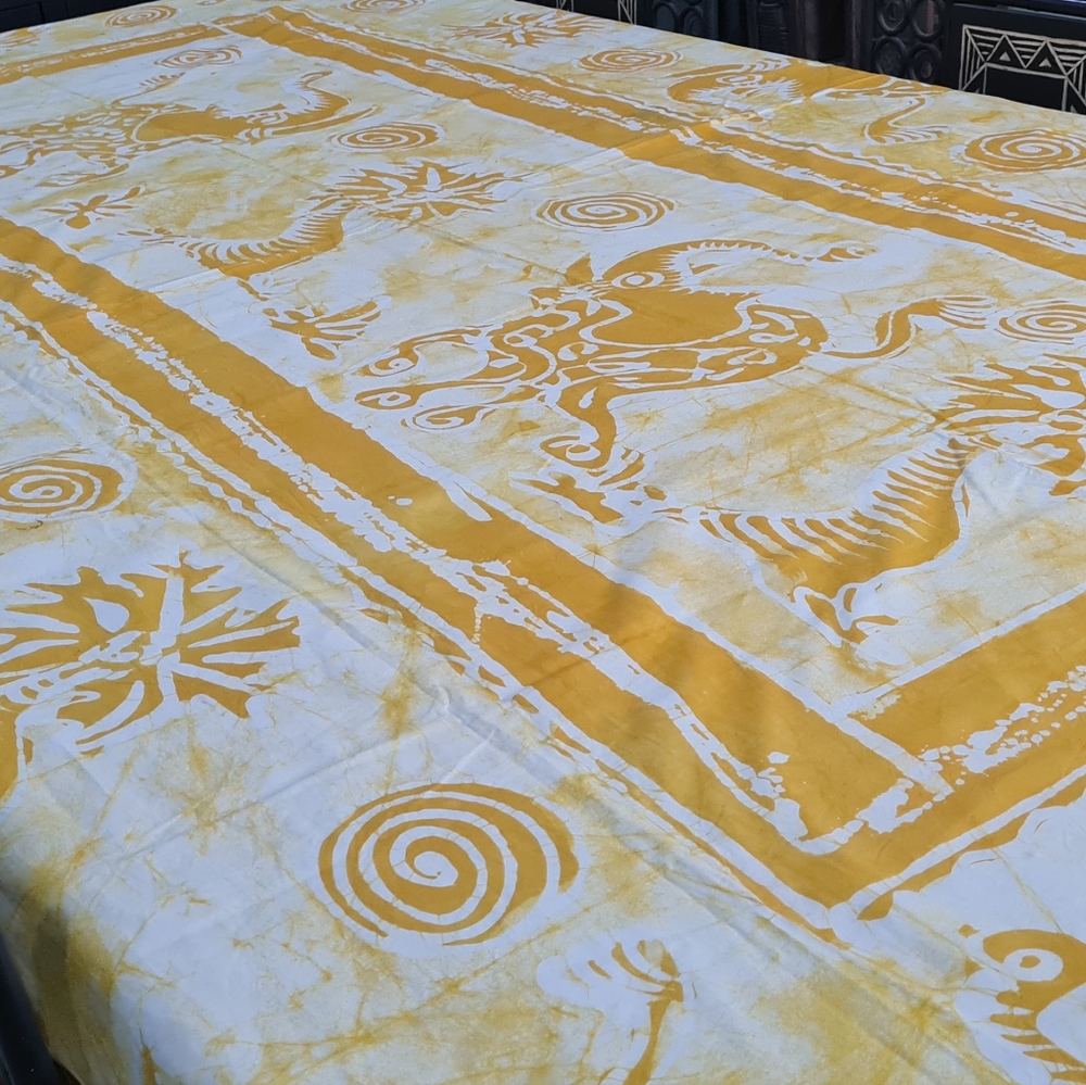 African Batik Print Hand Printed Tablecloth, Authentic Handmade in Nigeria.